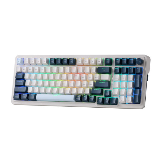 Redragon K686 PRO 98 Keys Wireless Gasket RGB Gaming Keyboard, 3-Mode Win/Mac Mechanical Keyboard w/5-Layer Noise Dampening, Dedicated Knob Control & Hot-Swap in Linear Red Switch, Blue Himmel Color - K686WB-RGB-PRO